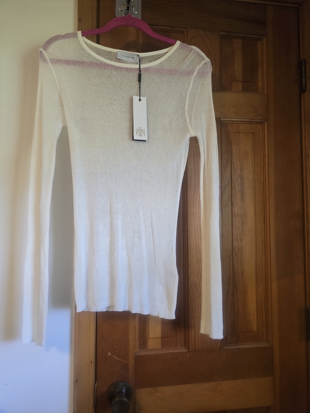 NWT All Things Golden Sheer Lightweight Cream Long Sleeve Top